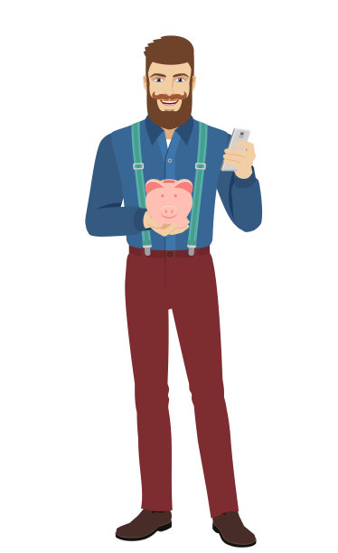 拿着手机和储蓄罐的潮人图片下载