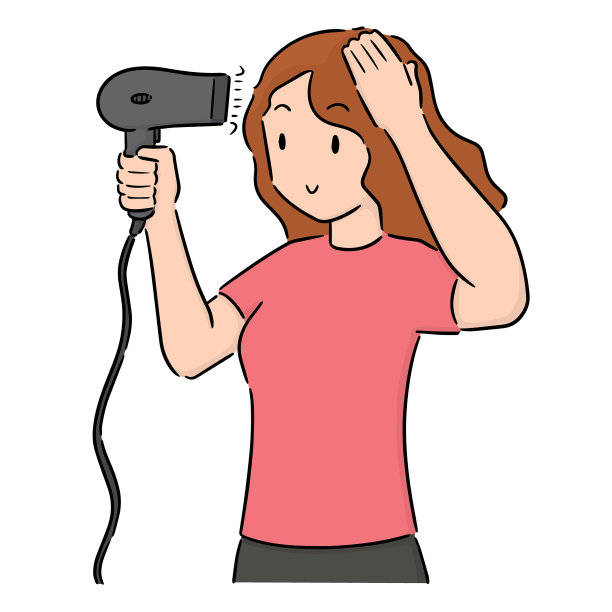 用吹风机的女人图片下载