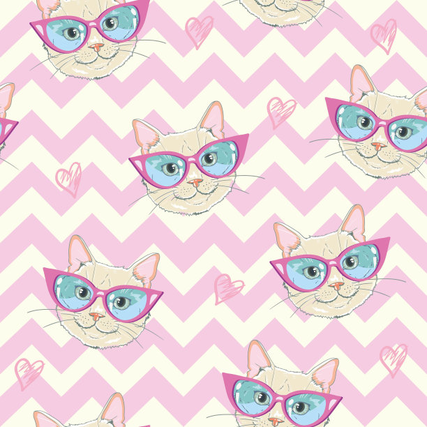 无缝模式与猫。背景与灰色，白色和姜小猫图片下载