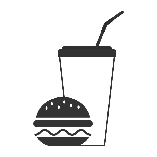 汉堡和汽水图标孤立的白色背景。矢量图图片下载