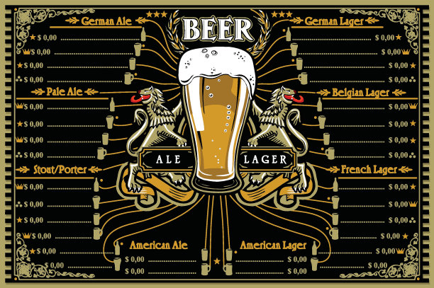 啤酒菜单或酒吧餐垫图片下载