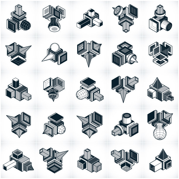 抽象构造等距设计集合、向量集合。图片下载