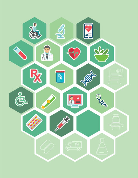 六边形背景与医疗保健图标图片下载