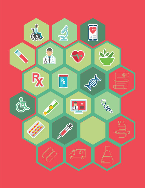 六边形背景与医疗保健图标图片下载