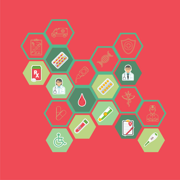 六边形背景与医疗保健图标图片下载