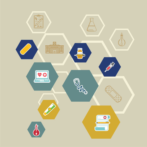 六边形背景与医疗保健图标图片下载