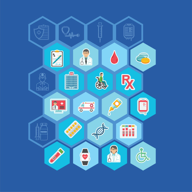 六边形背景与医疗保健图标图片下载