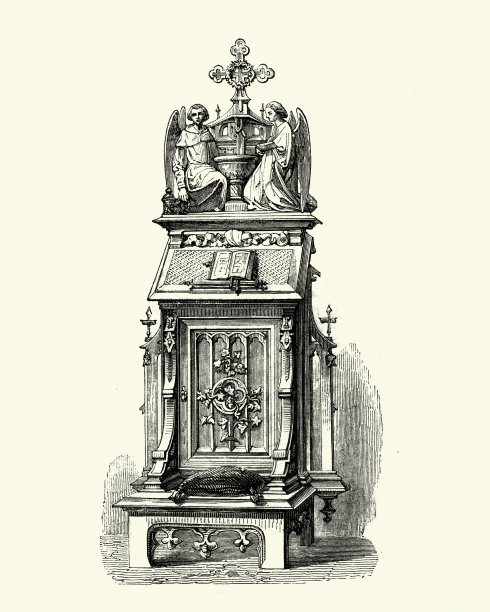 维多利亚时代的装饰，家具，祈祷，1850年代图片下载