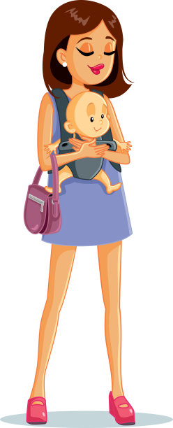 快乐的母亲微笑与婴儿在吊索矢量插图图片下载