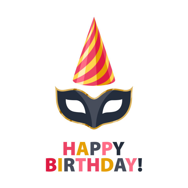 生日快乐狂欢派对背景配面具和帽子图片下载