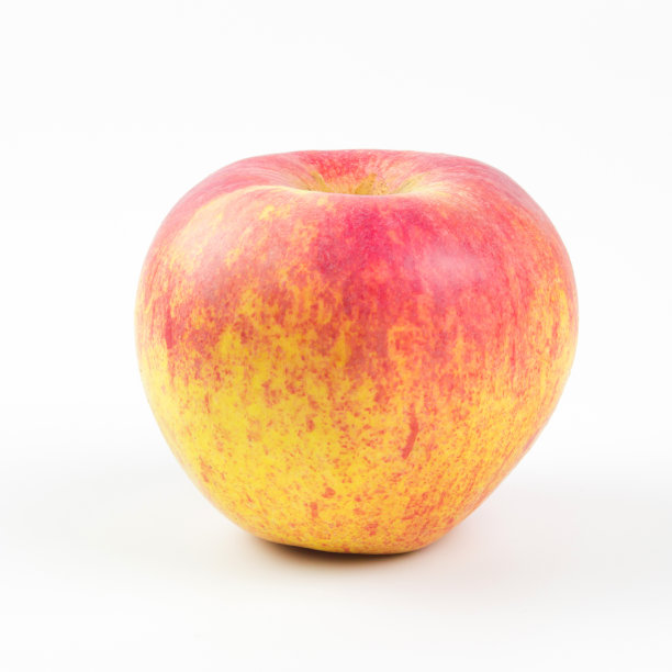 鲜红黄苹果，分离于白色上图片下载