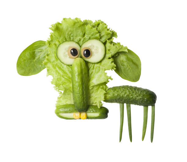 用新鲜的绿色蔬菜做成的有趣的羊图片下载
