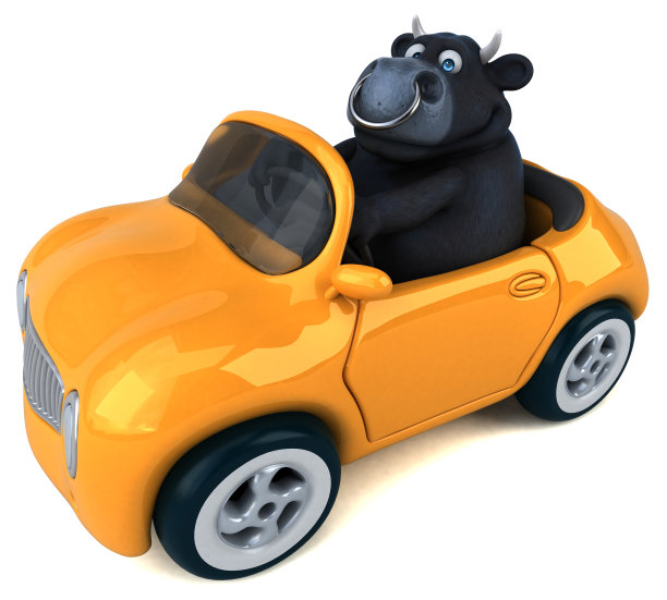 有趣的公牛- 3D插图图片下载