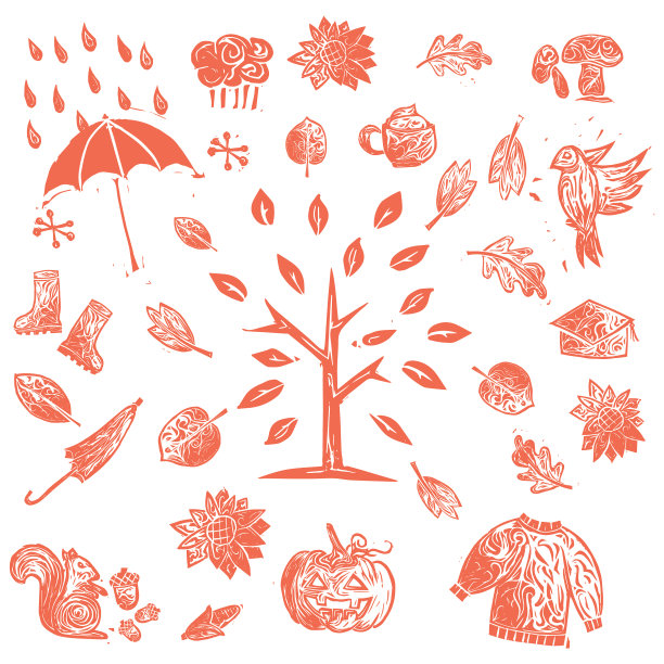 秋季版画背景图片下载