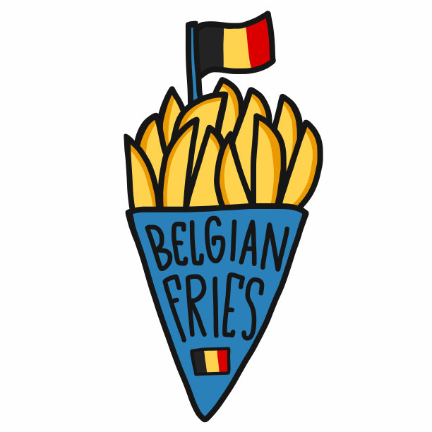 比利时薯条卡通矢量插图图片下载