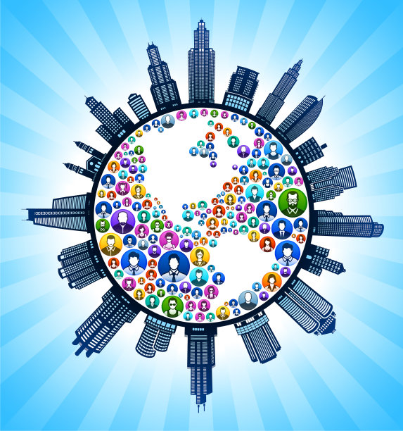 行星地球人现代城市景观天际线背景图片下载