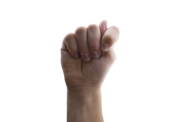 手在figa mudra由男子孤立在白色背景自由空间为您的文字图片下载