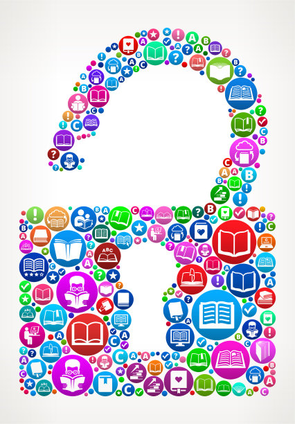 安全锁书籍和阅读图标模式背景图片下载