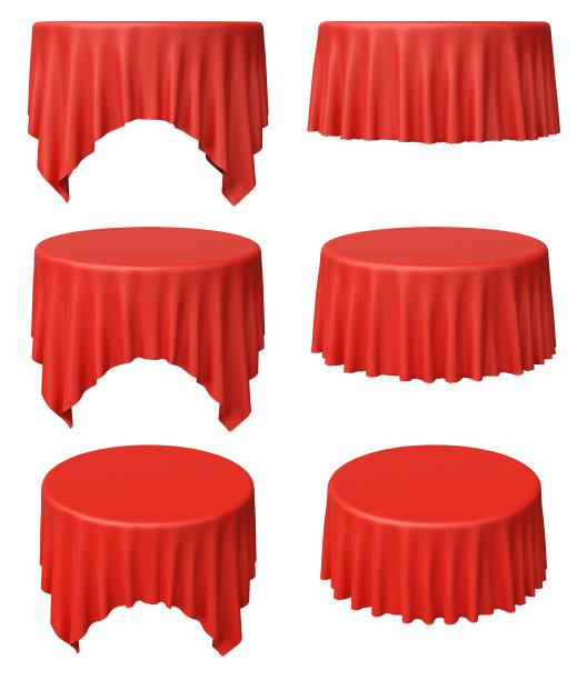 红色圆台布套装图片下载