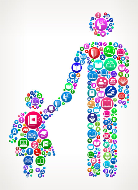 父亲和女儿书籍和阅读图标模式背景图片下载