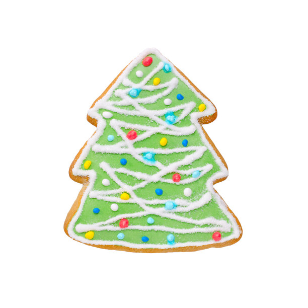 装饰圣诞树上的姜饼用雪花隔绝上的白色图片下载