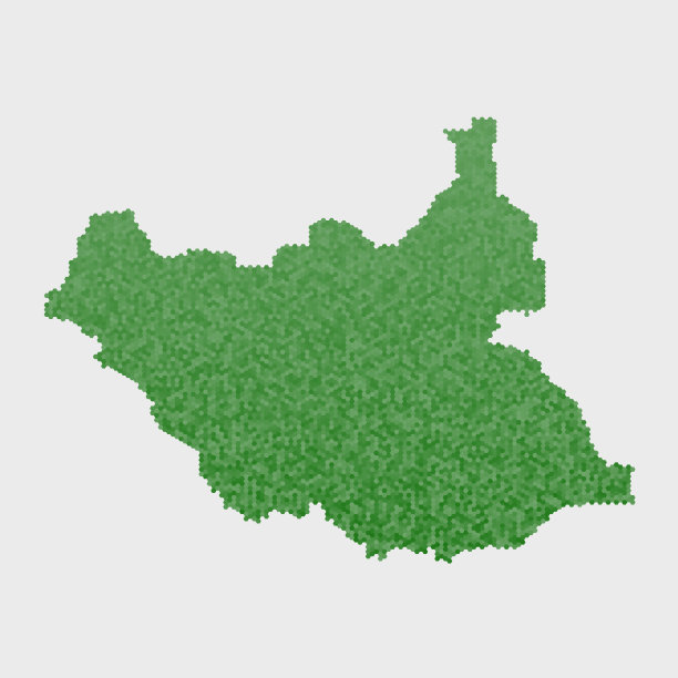 南苏丹国家地图绿色六边形图案图片下载