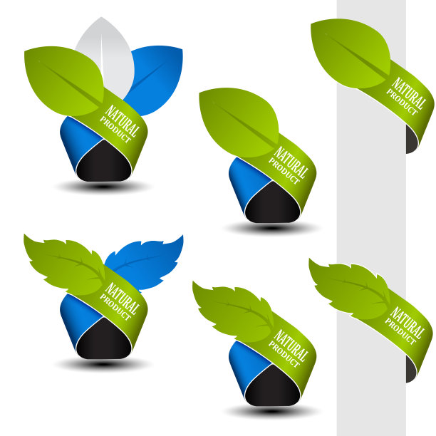 向量自然符号-带叶的胶带素材图片