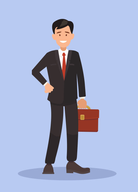穿着西装拿着公文包的商人。办公室的雇员。图片下载