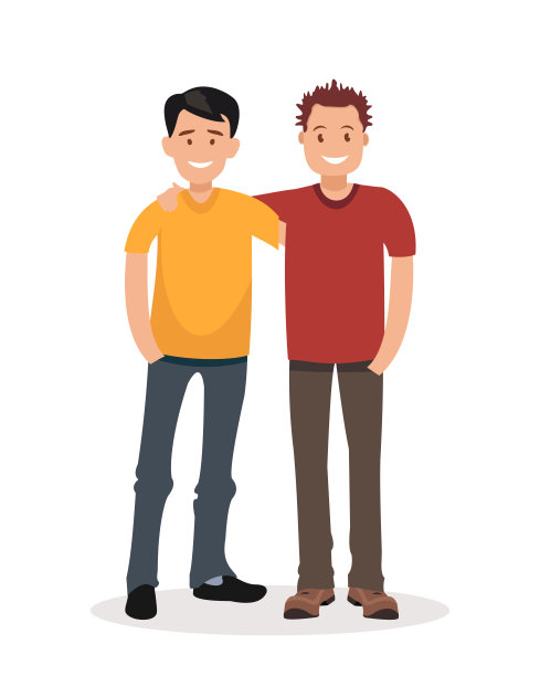 男性友谊的概念。两个人拥抱。图片下载