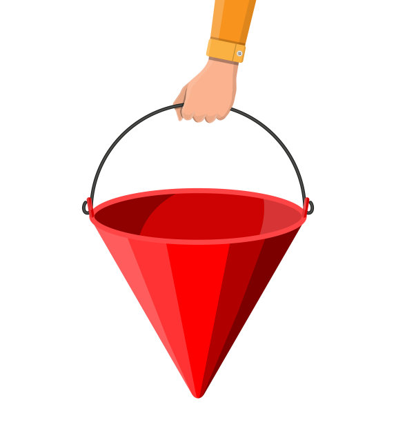 手中的红色金属消防桶：消防设备图片下载