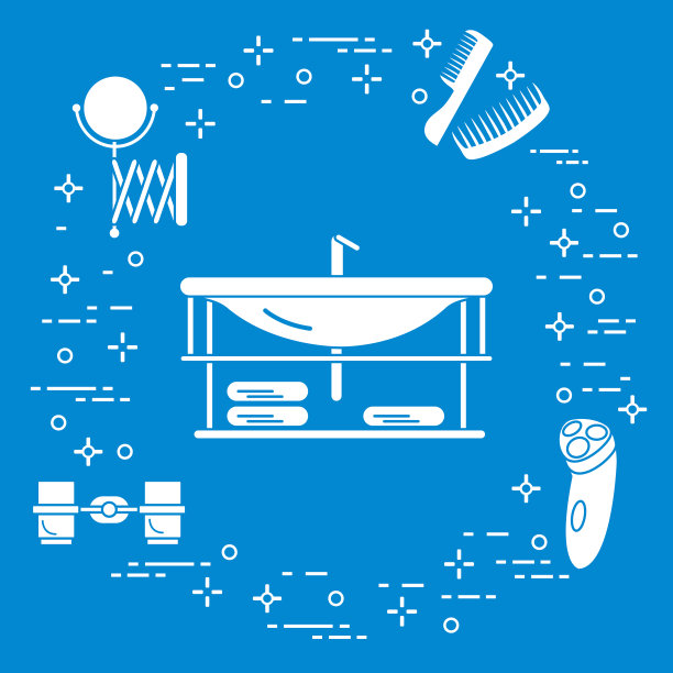 浴室:洗脸盆、剃须刀、镜子等。图片下载