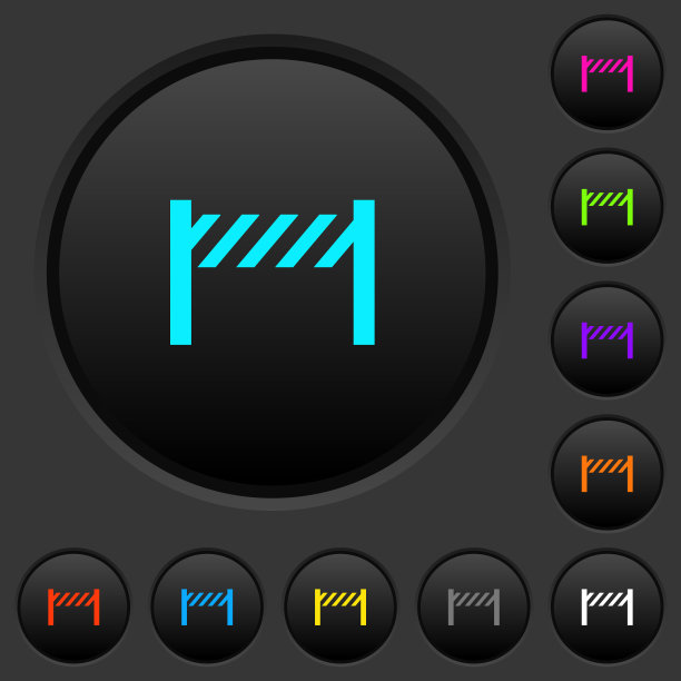 道路封闭护栏暗色按钮与彩色图标图片下载