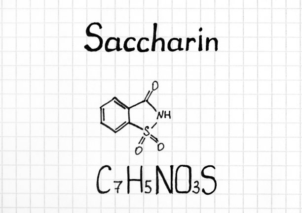糖精的化学式。特写镜头。图片下载