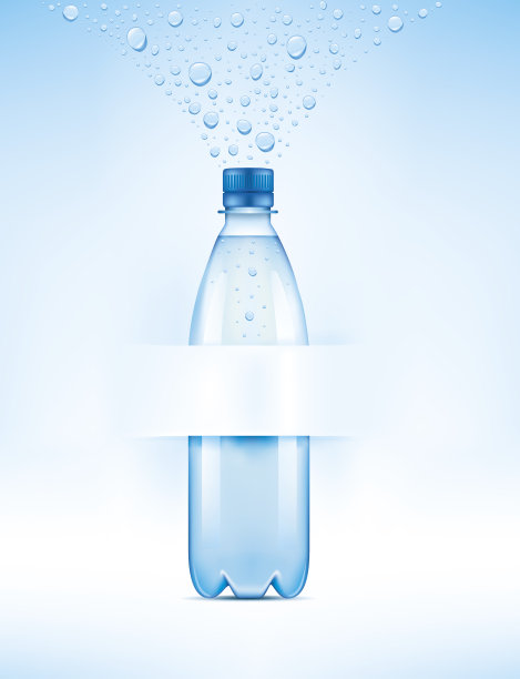 水瓶在蓝色背景与许多滴和地方的文本图片下载