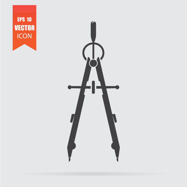 指南针图标在灰色背景孤立的平坦风格。图片下载