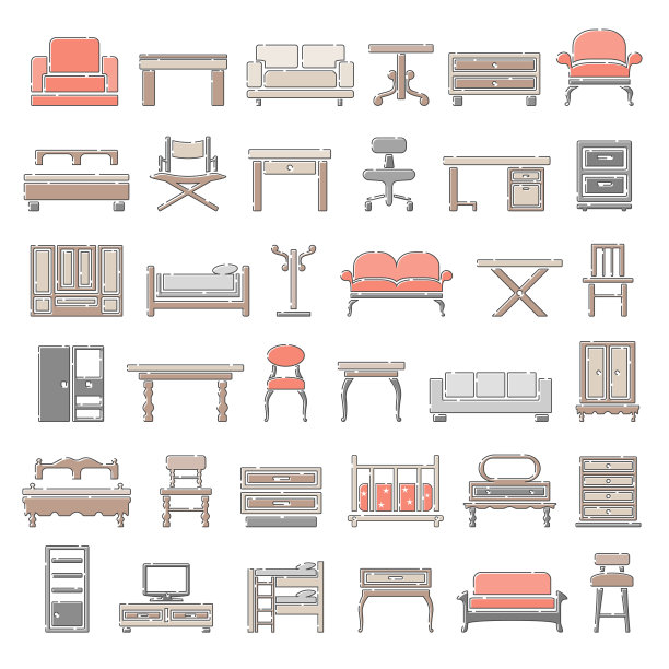 轮廓颜色图标-家具图片下载