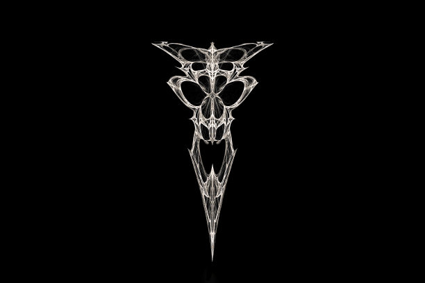 从分形得到的一个带皇冠的怪物头骨的草图图片下载