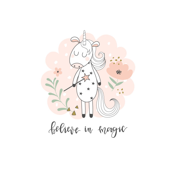 独角兽和魔法棒图片下载