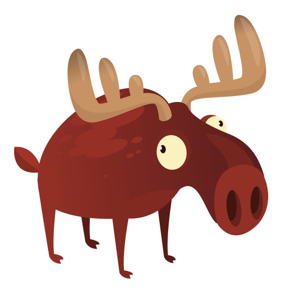 很酷的纸箱麋鹿。矢量插图孤立。贴纸海报设计图片下载