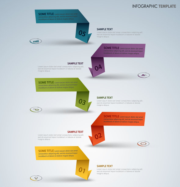 信息图形与颜色标签从折叠纸模板图片下载