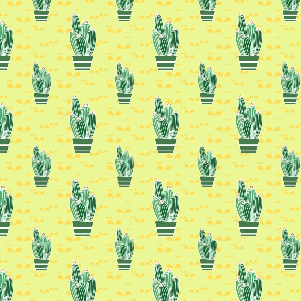 仙人掌和多肉无缝模式图片下载