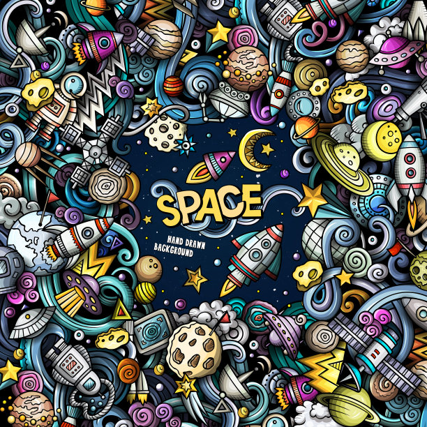 卡通可爱涂鸦空间框架卡图片下载