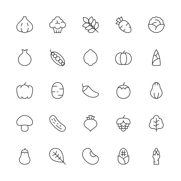 蔬菜图标-细线系列图片下载