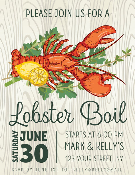 龙虾煮食邀请模板图片下载