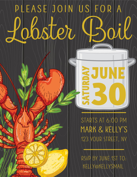 龙虾煮食邀请模板图片下载