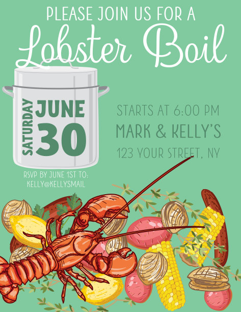 龙虾煮食邀请模板图片下载