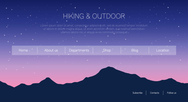 具有山地背景的网站页面模板图片下载