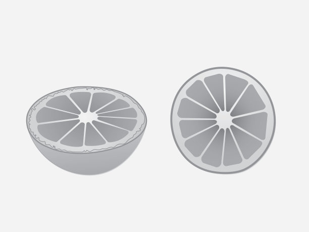 半切的黑色和白色的橙色水果在白色页矢量插图图片下载