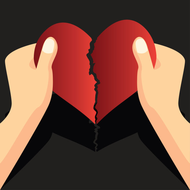 心碎/心碎平面图标心碎概念，矢量插图图片下载