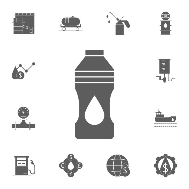 油瓶子图标。详细的一套油图标。优质的平面设计标志。收藏图标之一的网站，网页设计，移动应用程序图片下载